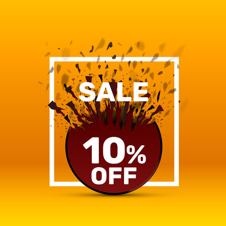 Banner 10 off with share discount percentage. Vector illustrationの写真素材