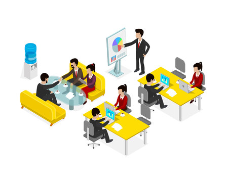 Coworking office people business man object isometric. Vector illustrationの写真素材