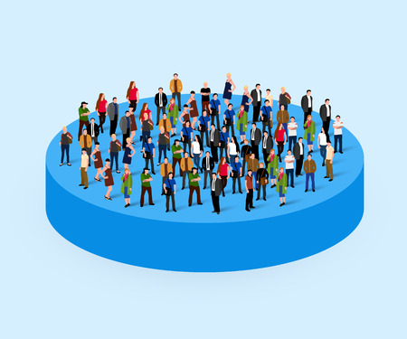 Big people crowd in circle. Society concept. Vector illustration.の写真素材