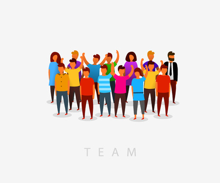 Modern multicultural society and team concept with people in flat style. Group of different people in community. Vector illustrationのイラスト素材