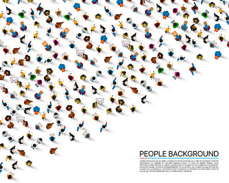 Big people crowd on white background. Vector illustration.のイラスト素材