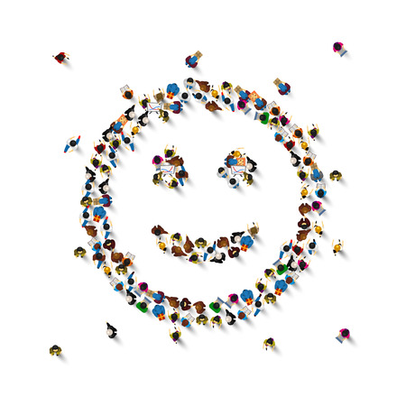 Many people sign emoji on the white background. Vector illustration