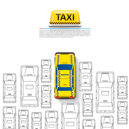 Taxi car signboard on the white background. Vector illustrationのイラスト素材