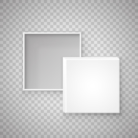 Open paper Square box on a transparent background. Vector illustrationのイラスト素材