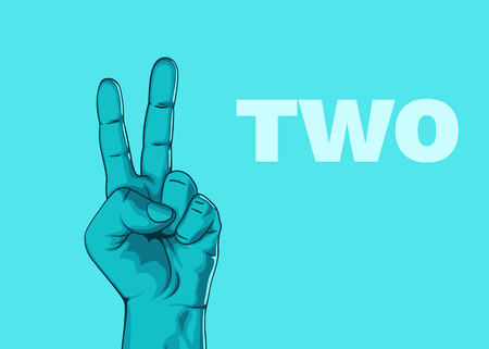 Male hand hand shows number two. Modern design. Vector illustrationのイラスト素材
