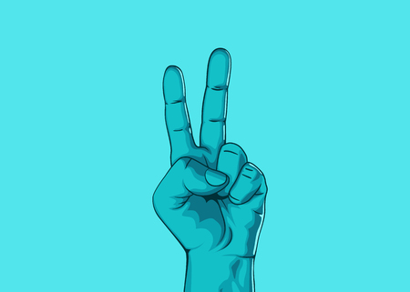Male hand hand shows number two. Modern design. Vector illustrationの写真素材