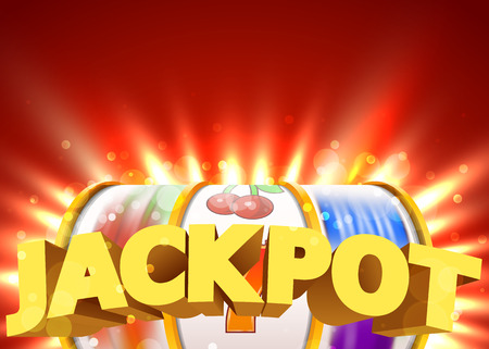 Golden slot machine wins the jackpot. Big win concept. Casino jackpot. Vector illustrationのイラスト素材