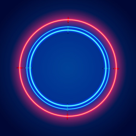 Neon frame sign in the shape of a circle. template design element. Vector illustrationのイラスト素材