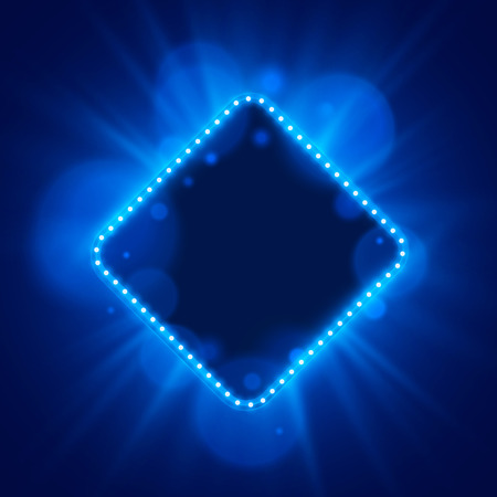 Neon frame light color blue on a bright background. Vector illustrationのイラスト素材