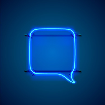 Neon frame sign in the shape of a chat. Set color. template design element. Vector illustrationの写真素材