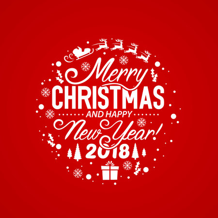 Merry Christmas and happy new year 2018, vector background, designのイラスト素材