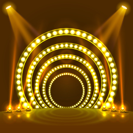 Show light podium yellow background. Vector illustrationの写真素材