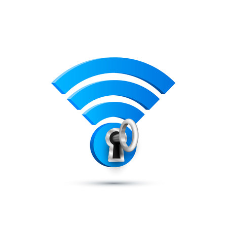 Wifi key protect sign icon on the white background. Vector illustrationの写真素材