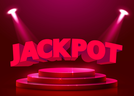 Abstract round podium illuminated with spotlight. Casino jackpot concept. Stage backdrop. Vector illustrationの写真素材