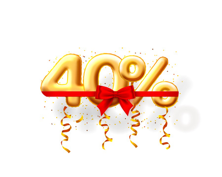 Sale 40 off ballon number on the white background. Vector illustrationのイラスト素材