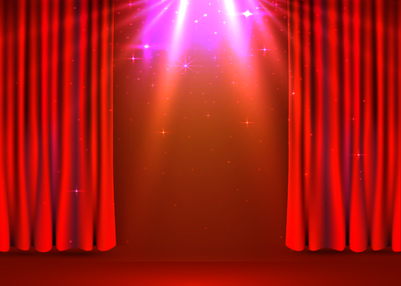 Red velvet curtains background. Show stage or ceremony concept.のイラスト素材