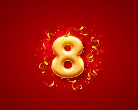 Festive ceremony balloons, 8 numbers balloons. Vector illustrationのイラスト素材