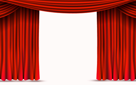Red velvet curtains isolated on white background. Show stage concept.のイラスト素材