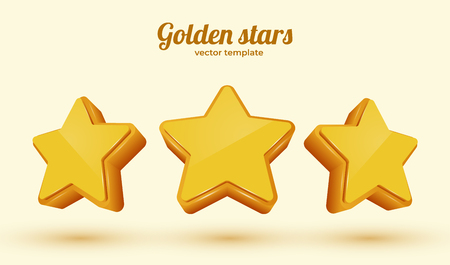 Three golden stars. Template for mobile game. Achievement concept.のイラスト素材