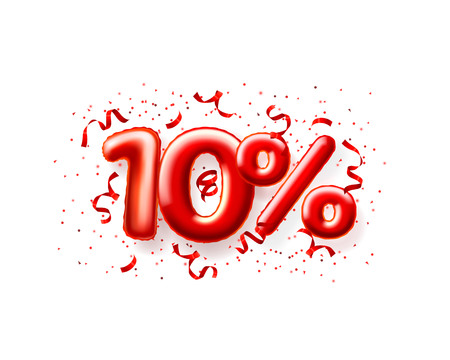 Sale 10 off ballon number on the white background. Vector illustrationのイラスト素材