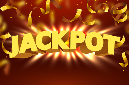 Jackpot sign with gold realistic 3d falling confettiのイラスト素材
