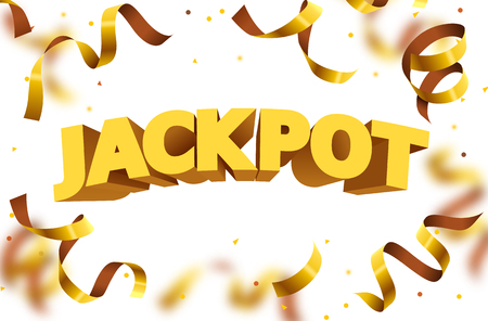 Jackpot sign with gold realistic 3d falling confettiのイラスト素材
