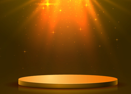 Abstract round podium illuminated with spotlight. Award ceremony concept. Stage backdrop. Vector illustrationのイラスト素材