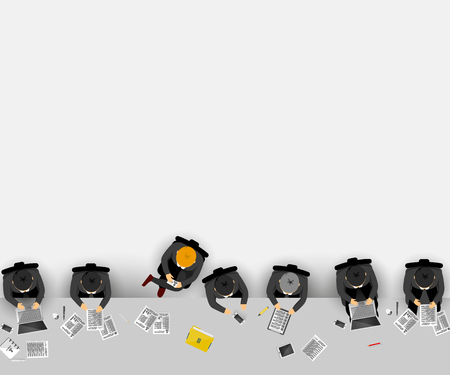 Group of business people working in office. Vector illustrationのイラスト素材