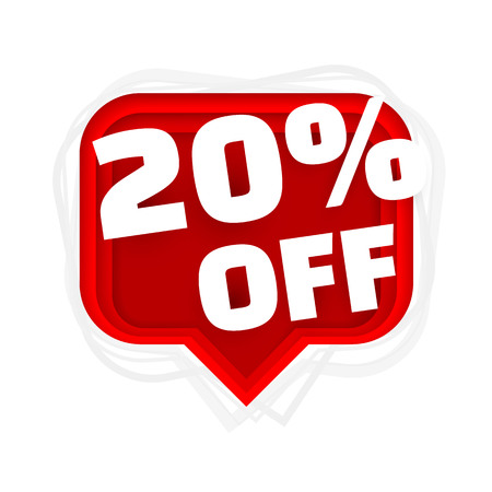 Banner 20 off with share discount percentage. Vector illustrationのイラスト素材