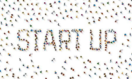People text start up on the white background . Vector illustration