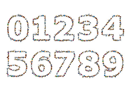 Large group of people in numbers form. People font . Vector illustration