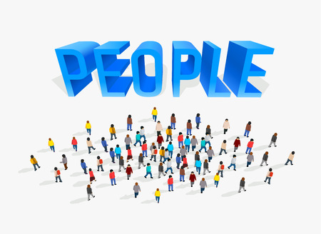 Big people crowd on white background. Vector illustration.のイラスト素材
