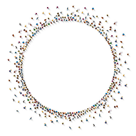 Large group of people in the shape of circle. Vector illustrationのイラスト素材