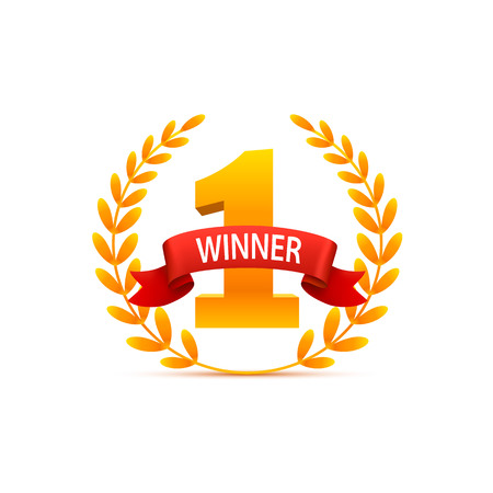 Winner number one Vinok of gold Award Ceremony on white Background, Vector illustrationのイラスト素材