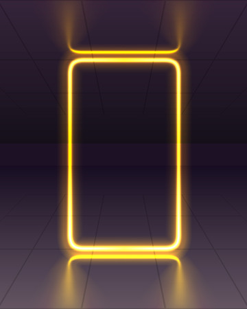 Neon scene, laser show on the night background. Vector illustrationのイラスト素材