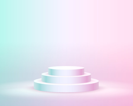 Stage podium with lighting, Stage Podium Scene with for Award Ceremony on pink Background, Vector illustrationのイラスト素材
