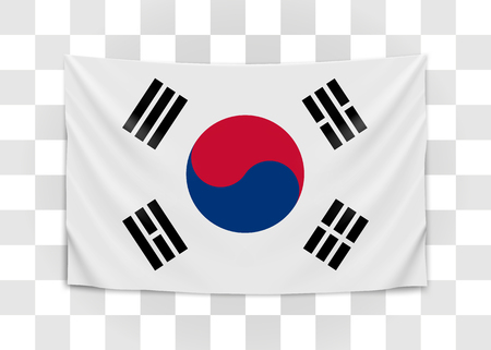 Hanging flag of Korea. Republic of Korea. National flag concept. Vector illustration.のイラスト素材