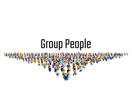 Large group of people in the shape of a grossing arrow, Way to success bussiness concept.のイラスト素材