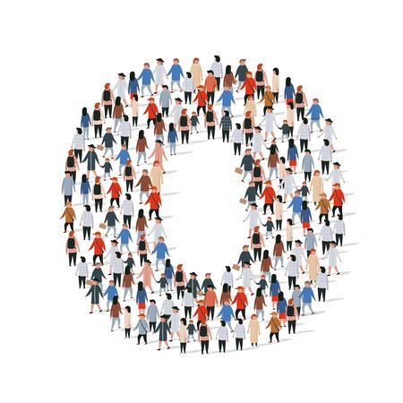 Large group of people in number 1 one form. Vector illustrationのイラスト素材
