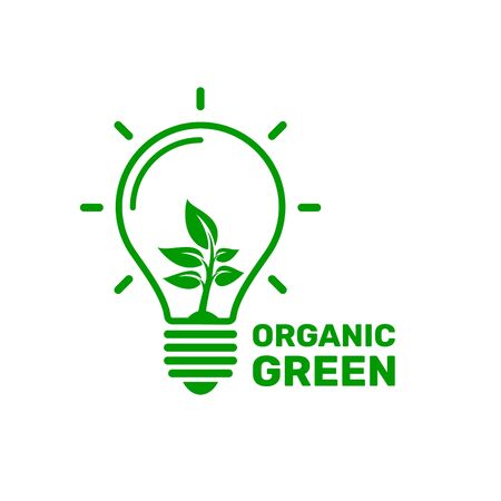 ecology organic green light energy. sign on a white background. Vector illustrationのイラスト素材