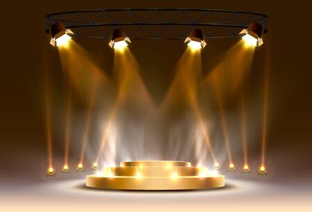 The gold podium is winner or popular on the light background. Vector illustrationのイラスト素材