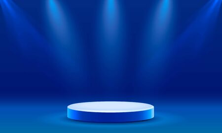 Stage podium with lighting, Stage Podium Scene with for Award Ceremony on blue Backgroundのイラスト素材