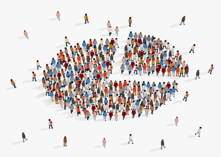 Population demographics report, pie chart composed of people. Vector illustrationのイラスト素材