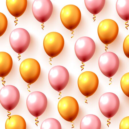 Festive color gold balloon party background. Vector illustrationのイラスト素材
