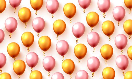 Festive color gold balloon party background. Vector illustrationのイラスト素材