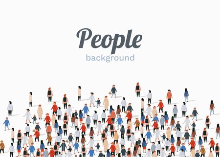 Large group of people on white background. People communication concept. Vector illustrationのイラスト素材