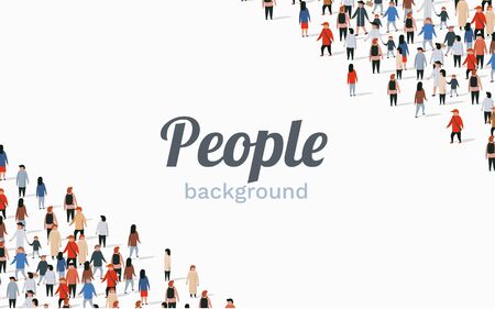 Large group of people on white background. People communication concept. Vector illustrationのイラスト素材