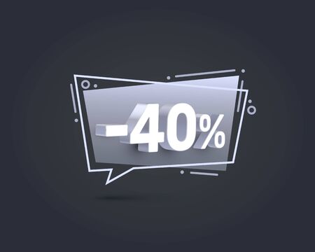 Banner 40 off with share discount percentage. Vector illustrationのイラスト素材