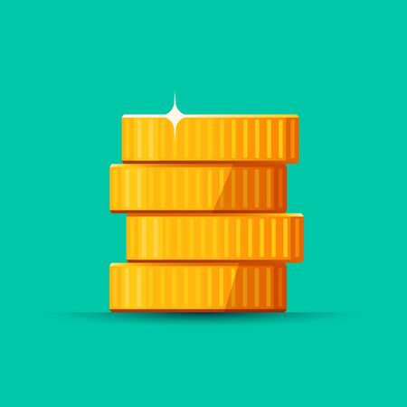 Growing stack of golden dollar coins background. Economics concept. Vector illustrationのイラスト素材