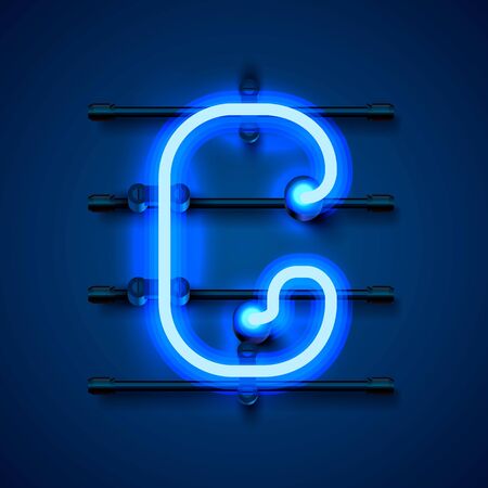 Neon font letter g, art design signboard. Vector illustrationのイラスト素材